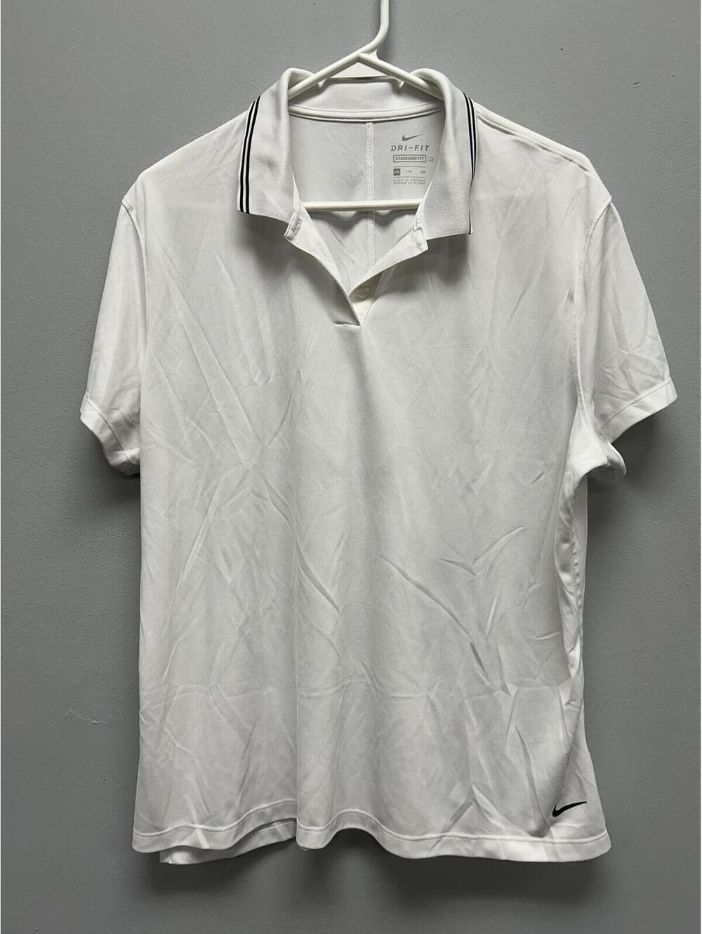 Nike Dri-FIT White Polo Shirt with Black Trim Collar